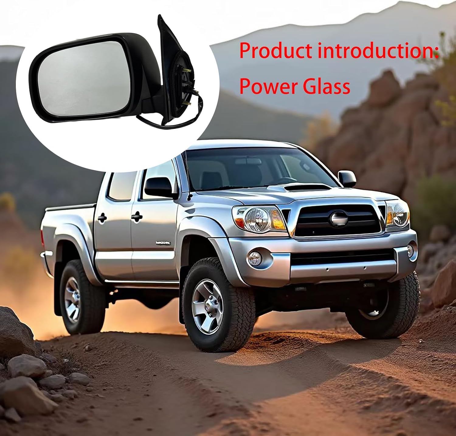Driver Side Mirror Replacement Compatible with 2005-2011 Toyota Tacoma Powered Adjustment, Manual Folding, Flat Glass Black, OEM TO1320203 image 4