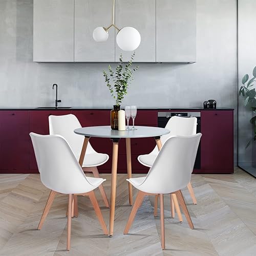 Miniatura 9 de FurnitureR Juego de 4 sillas de comedor modernas de mediados de siglo, sillas decorativas con patas de madera para cocina, sala de estar, comedor,