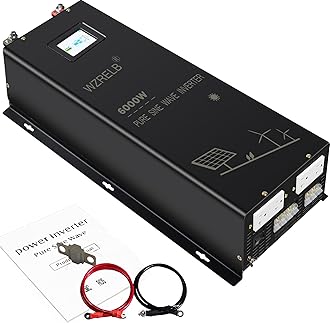 WZRELB 6000W Split Phase Pure Sine Wave Inverter, 24V DC to 120V/240V AC, 4 AC Outlets, Hardwire Terminal, High Efficiency up to 91.6%