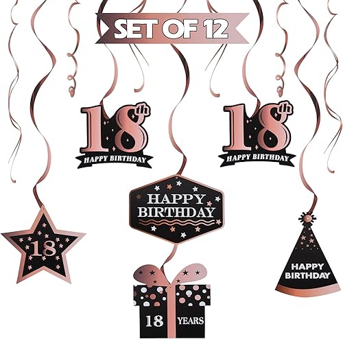 Miniatura 33 de LINGTEER Happy 65th Birthday Decorations Set - 12Pcs Black & Gold Swirls Streamer,Happy Birthday Bunting Banner,Cheers to 65 Years Old Bday Party