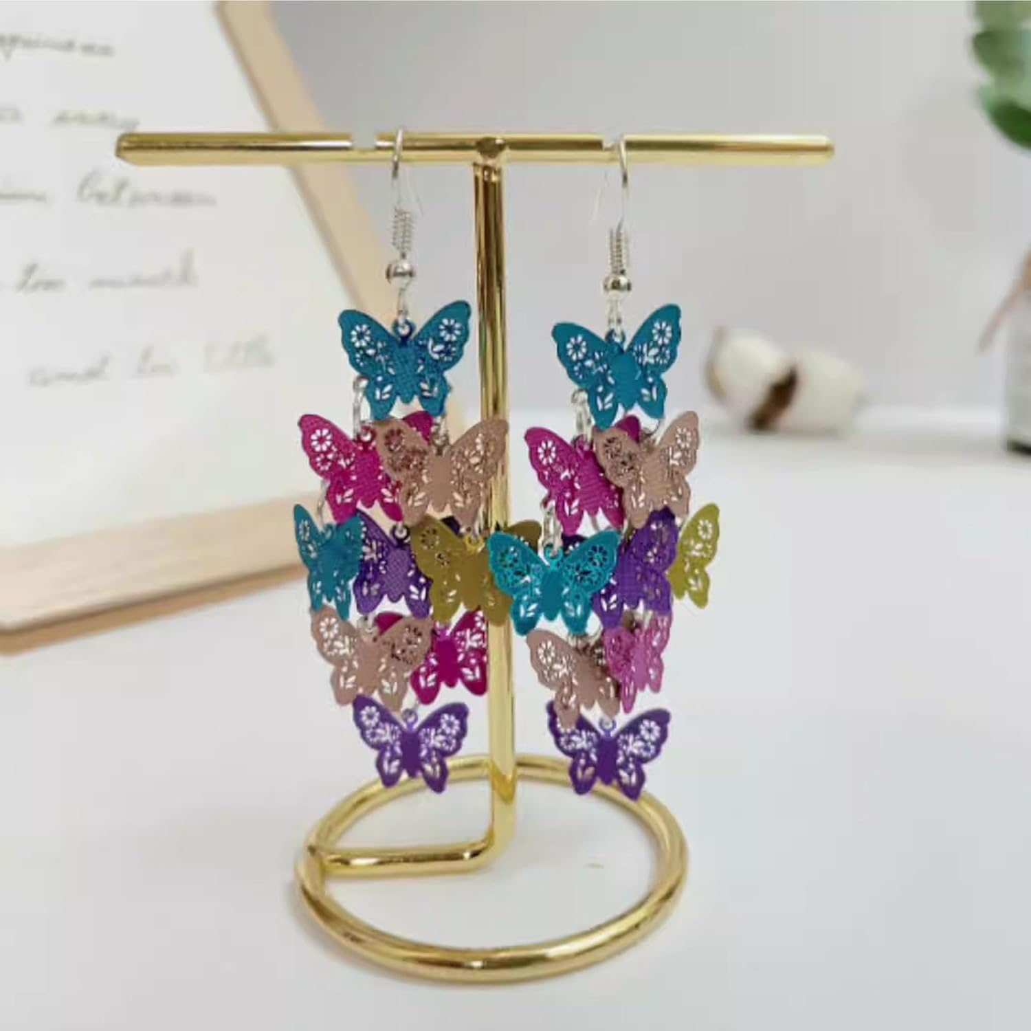 Nine Piece Butterfly Earrings Mix Color Bohemia Style Long Dangle Earrings Lightweight Fashion Butterfly Earrings for Women Holiday Gifts Jewelry - Image 5