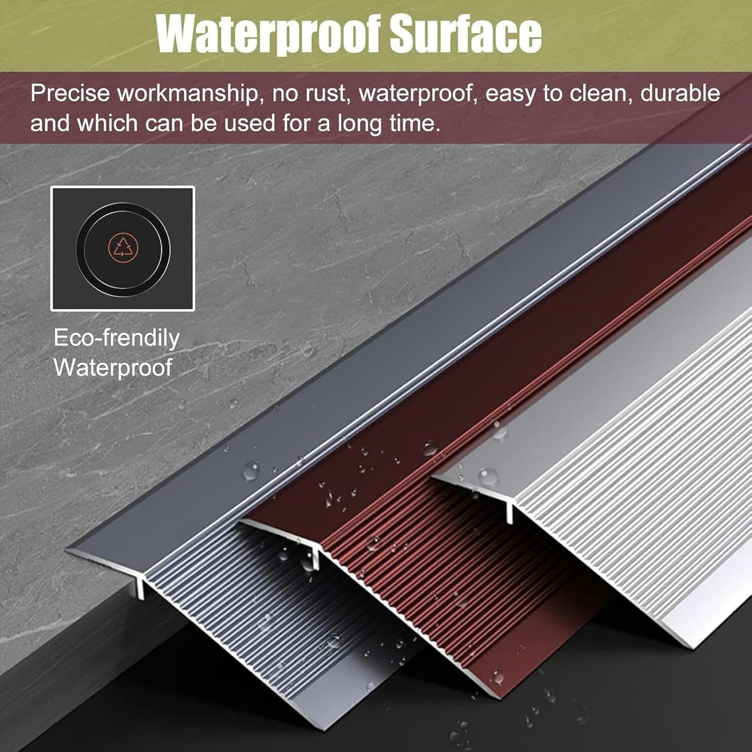 Uneven Flooring Transition Piece for Wood to Tile, Laminate to Tiles, Heavy Duty Aluminum Floor Edge Reducer, Anti Slip Extra Wide Transition Door Strip, 90/100/110/120/130/140cm Long~/
