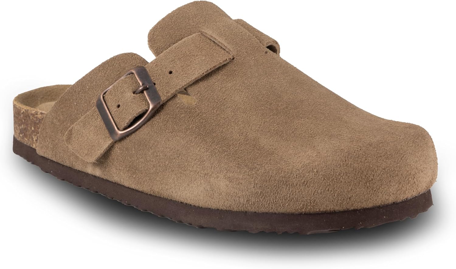 Women's suede clogs slip-on buckled slides