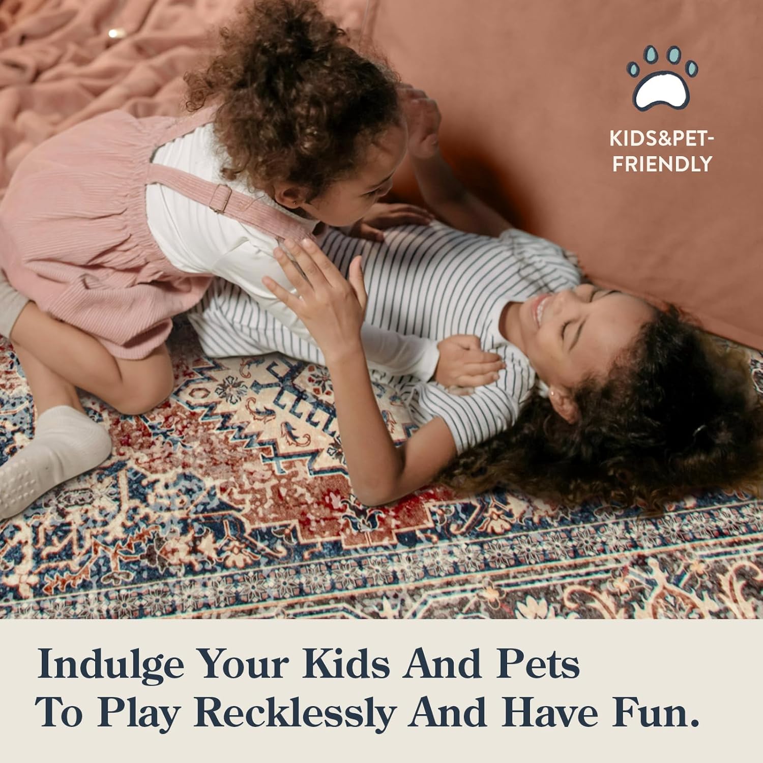 Lahome Oriental Washable Round Rugs, Non-Slip Round Rug 4ft Ultra-Thin, Vintage Soft Small Circle Carpet for Entryway Kitchen Bedroom Nursery Bathroom, Brick Red - Image 6