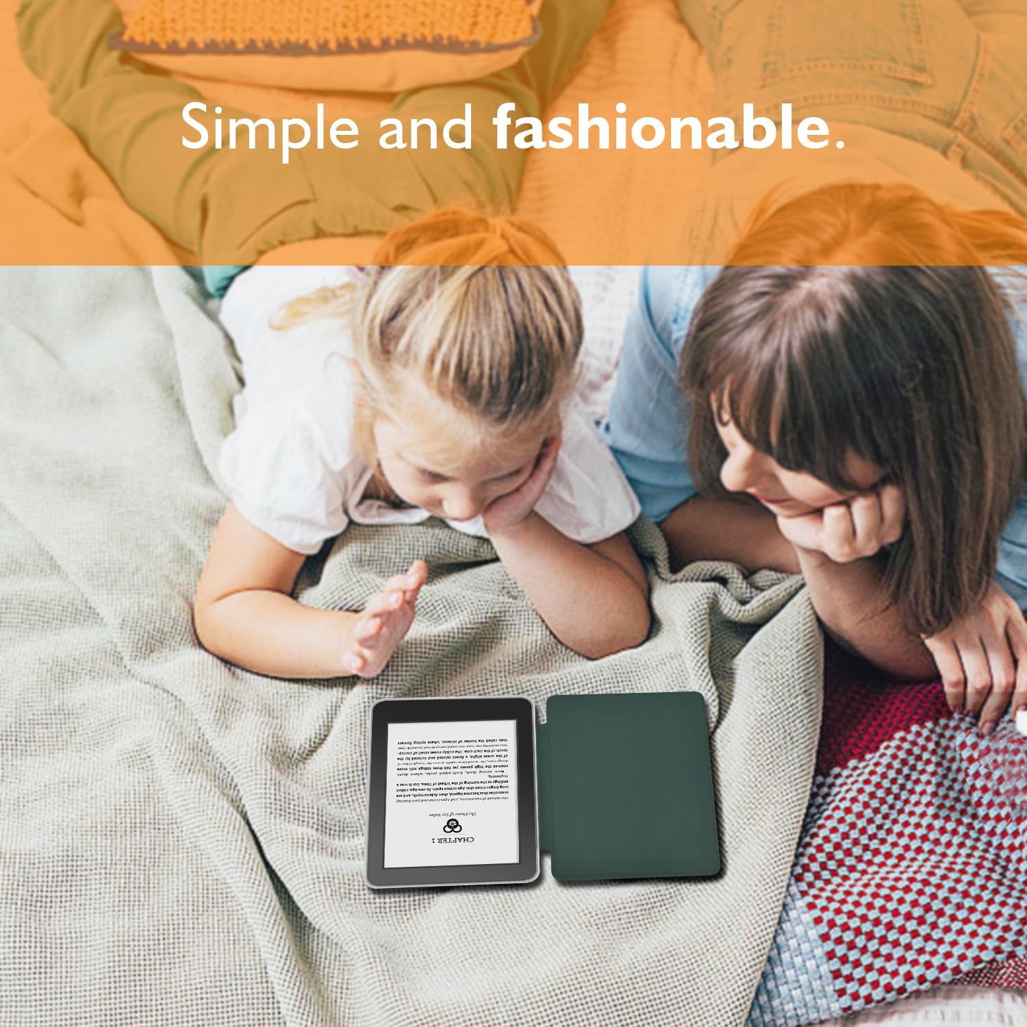 Custodia ERUNTO per Kindle Paperwhite 6,8" e Signature – Retro acrilico trasparente, chiusura magnetica con laccetto, accensione/spegnimento automatico(verde)