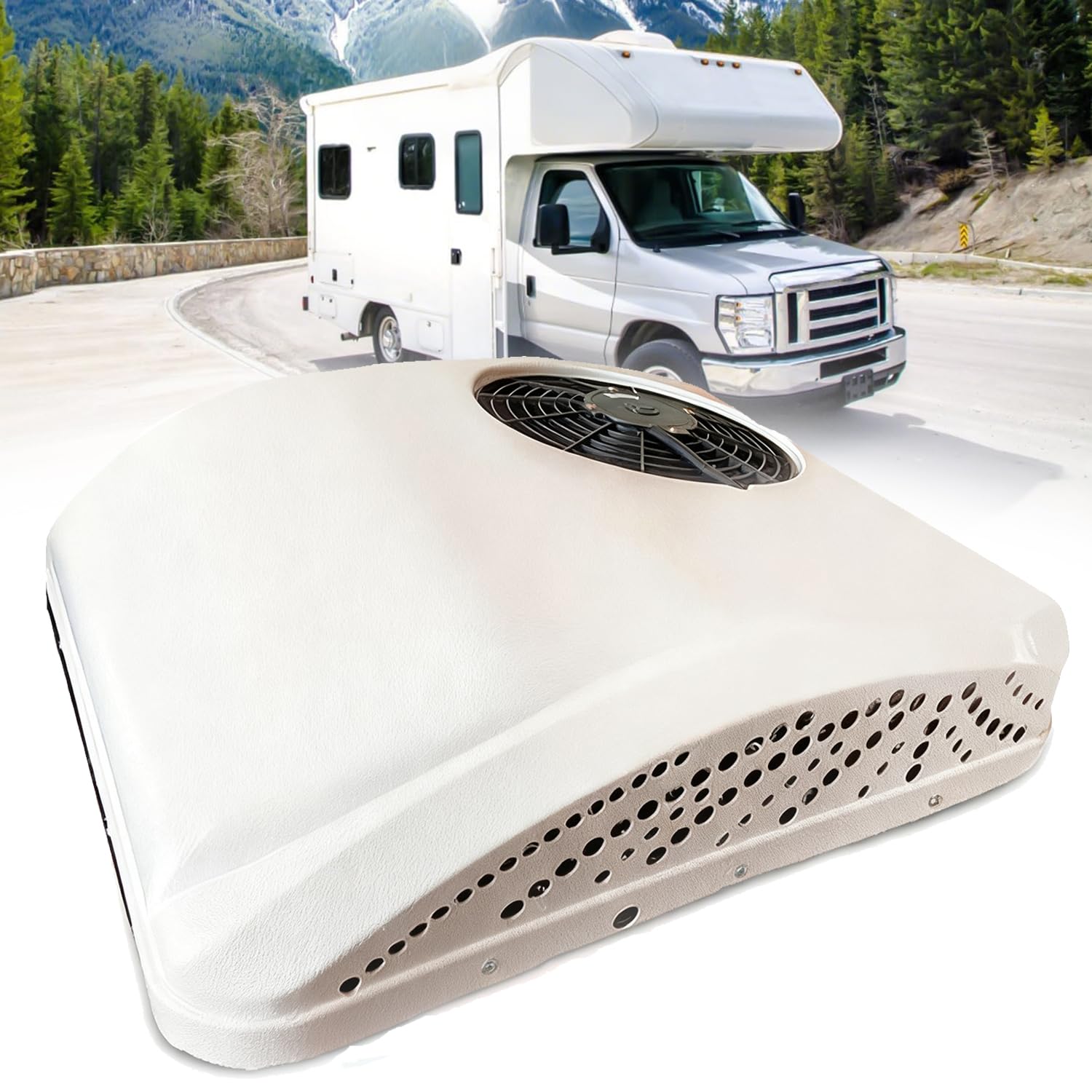 DC Aire Acondicionado para Caravanas Coche DC 12V/24V/48V/120V/220V Aire Acondicionado Techo Camion,Función Fría Y Caliente,para Vehículos Recreativos,Campistas,etc 12V