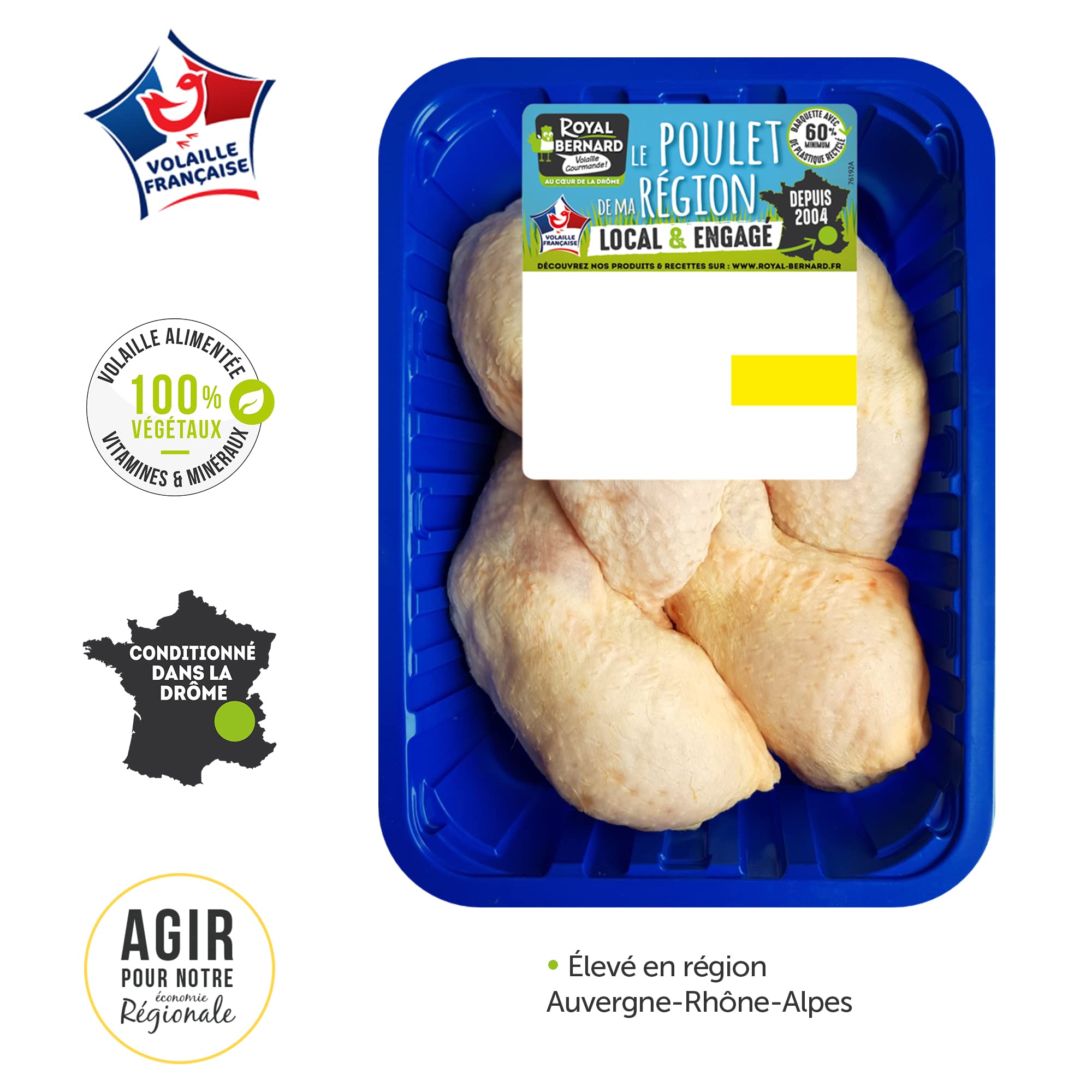 Royal Bernard - Assortiment 100% Poulet - Colis de Volaille Régionale - 4 barquettes de produits différents