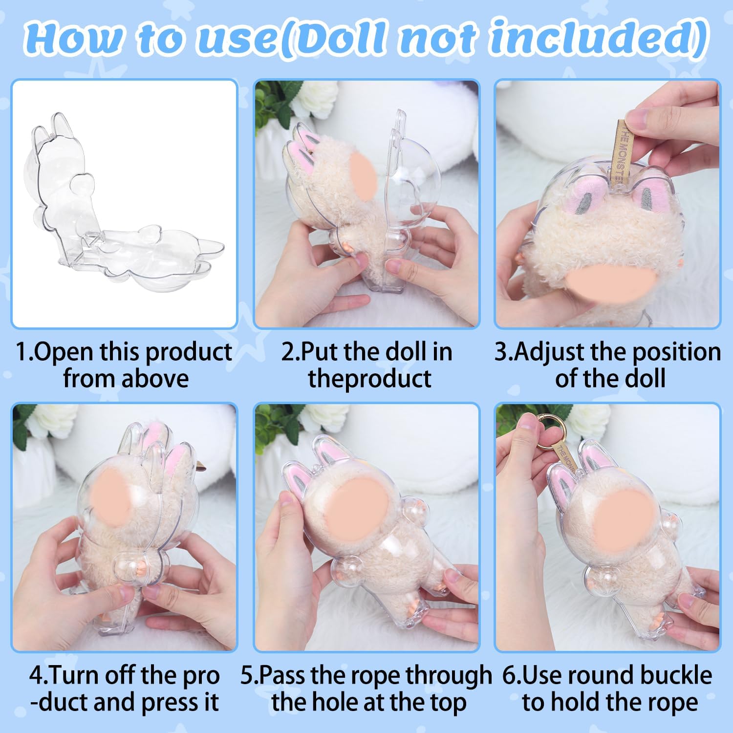 1 pc Standing Protective Case for 17cm Doll- Portable Acrylic Display Cover for Standing Doll- Clear Box Accessories for Hanging Bag 1 pc-Standing
