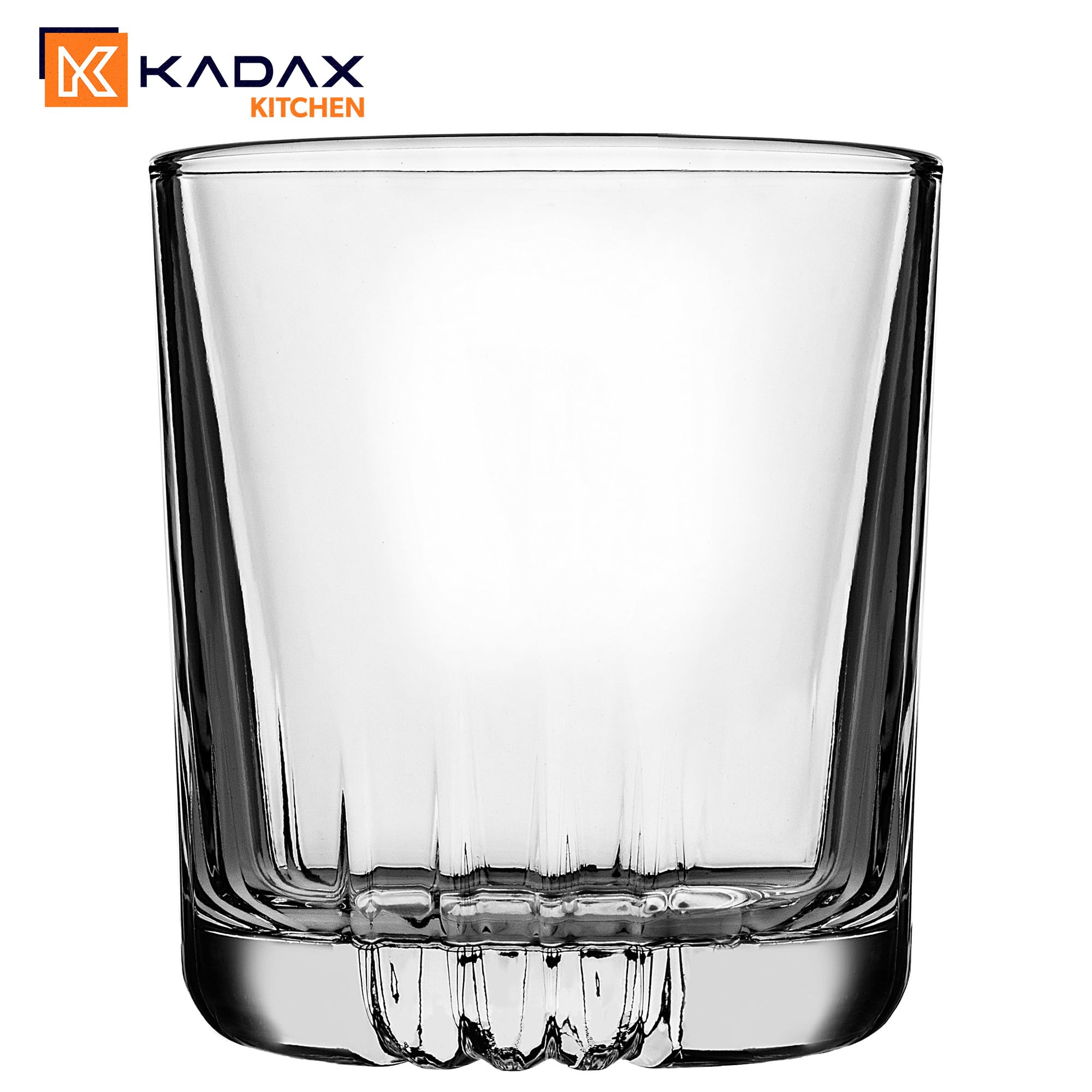 KADAX Vasos de whisky de 280 ml, juego de 8 vasos para zumo, agua, whisky, bourbon, whisky y cócteles, elegantes vasos con fondo pesado, vasos de agua de cristal
