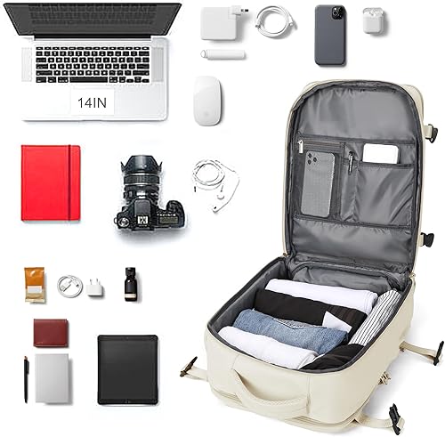 Miniatura 6 de coowoz Mochila de mano para mujeres y hombres, mochila de viaje aprobada por aerolíneas, mochila deportiva para laptop, B-Azul marino, Mochila