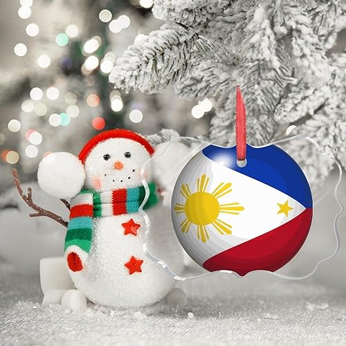 Miniatura 3 de The Flag of Philippines - Adorno de Navidad personalizado 2023, adornos de bola 3D falsos para árboles de Navidad, acrílico país, ciudad, recuerdo,