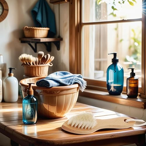 Miniatura 2 de Haowuliao Cepillo para manchas de lavandería con cerdas naturales de jabalí, cepillo quitamanchas para ropa (cepillo de lavandería 1)