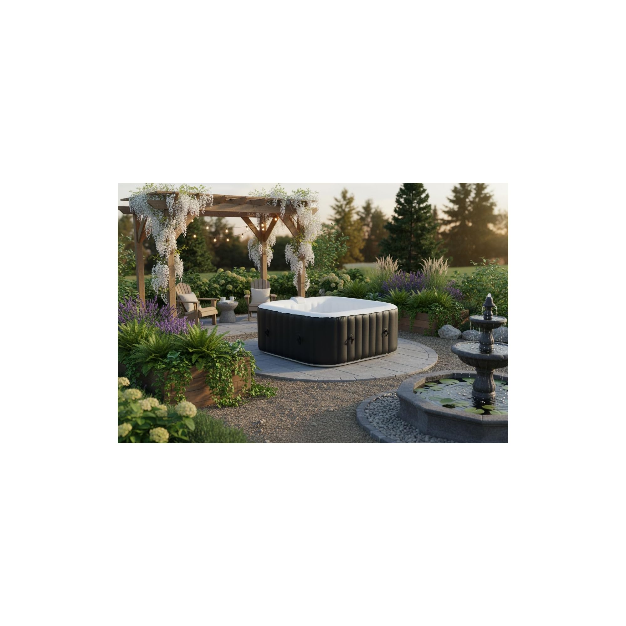 Spa Gonflable 4 Places carré - Ospazia - Dimensions : 155 x 155 cm - Filtre et bâche Inclus