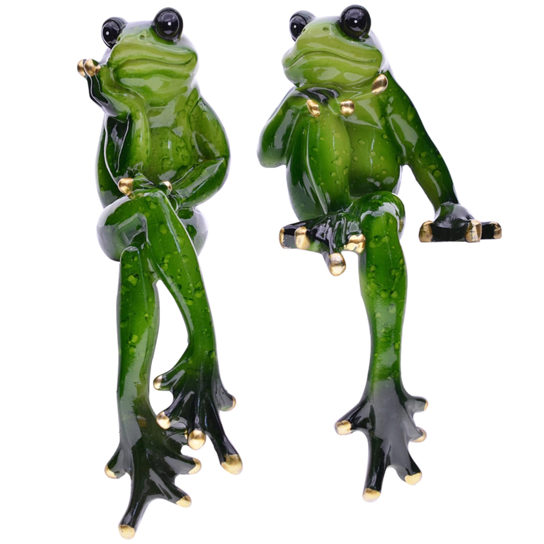 Figurine de grenouille en résine (lot de 2) pour décoration extérieure et intérieure
