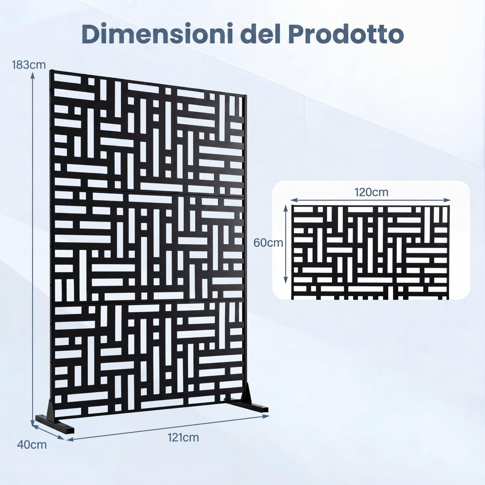COSTWAY Pannello Divisorio Esterno Metallo Resistente alle Intemperie (Geometrico) | Paravento da Interno ed Esterno con Motivi Traforati, Frangivista Divisorio per Giardino e Balcone, 121 x 40 x 183 cm