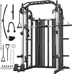 DONOW Smith Machine with Weight Stacks, Multi-Function Home Gym System, Power Cage, Squat Rack, Dual Cable Crossover, All-in-One
