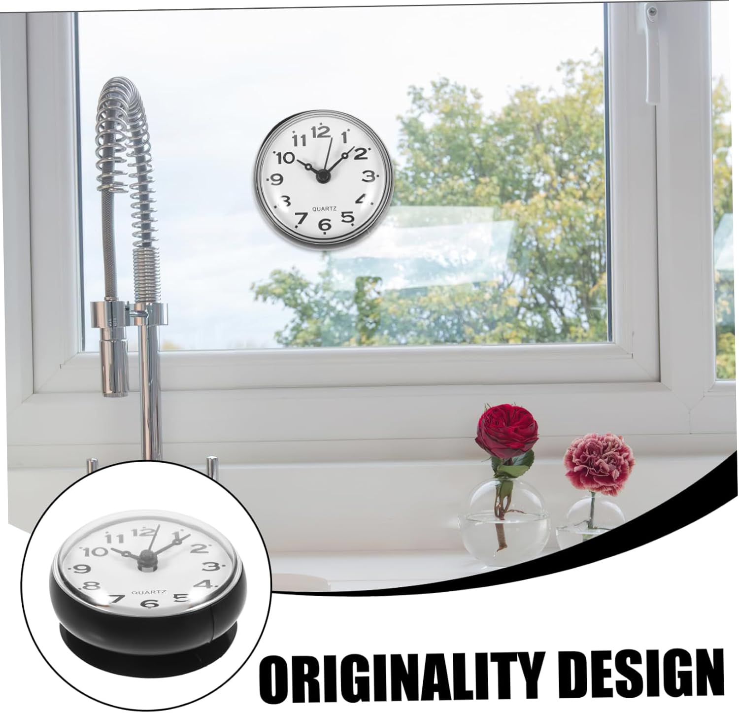 Bathroom Clock with Suction Cup Humidity Resistant Display for Shower Kitchen Pool Wall Ornament for Home and Office Decor