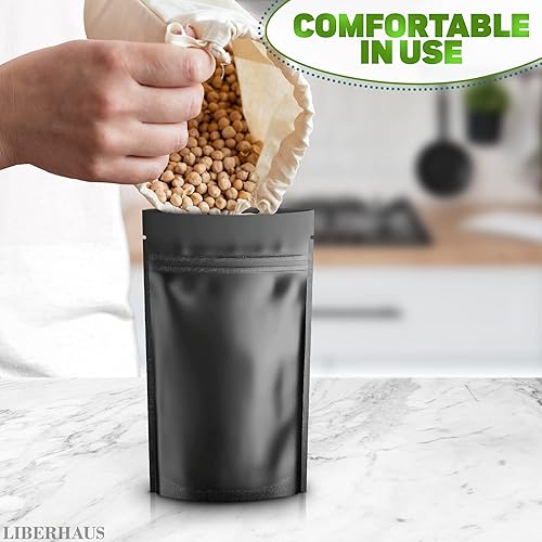 Miniatura 6 de 100 bolsas de Mylar negras para almacenamiento de alimentos, bolsa a prueba de olores, bolsa pequeña con cierre hermético para almacenamiento de