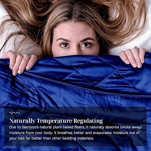 Miniatura 5 de LUXOME Manta ligera  100% viscosa de tela y relleno de bambú  FullQueen - 86 x 92 pulgadas  Super suave  Regulador térmico  Zafiro