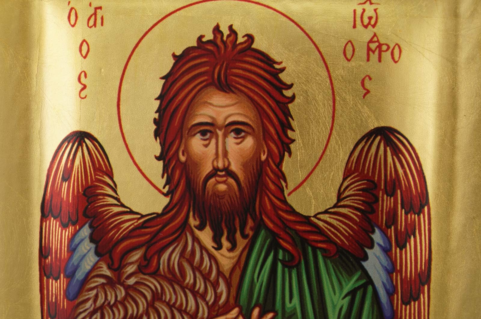 BlessedMart Johannes der Täufer-Ikone – hochwertige griechisch-orthodoxe byzantinische Ikone, handgefertigt auf natürlichem Massivholz, fertig als Geschenk – Lieferung in einer Box