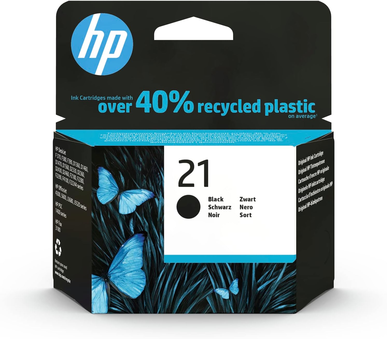 C9351AE 21 Original Ink Cartridge, Black, Single Pack