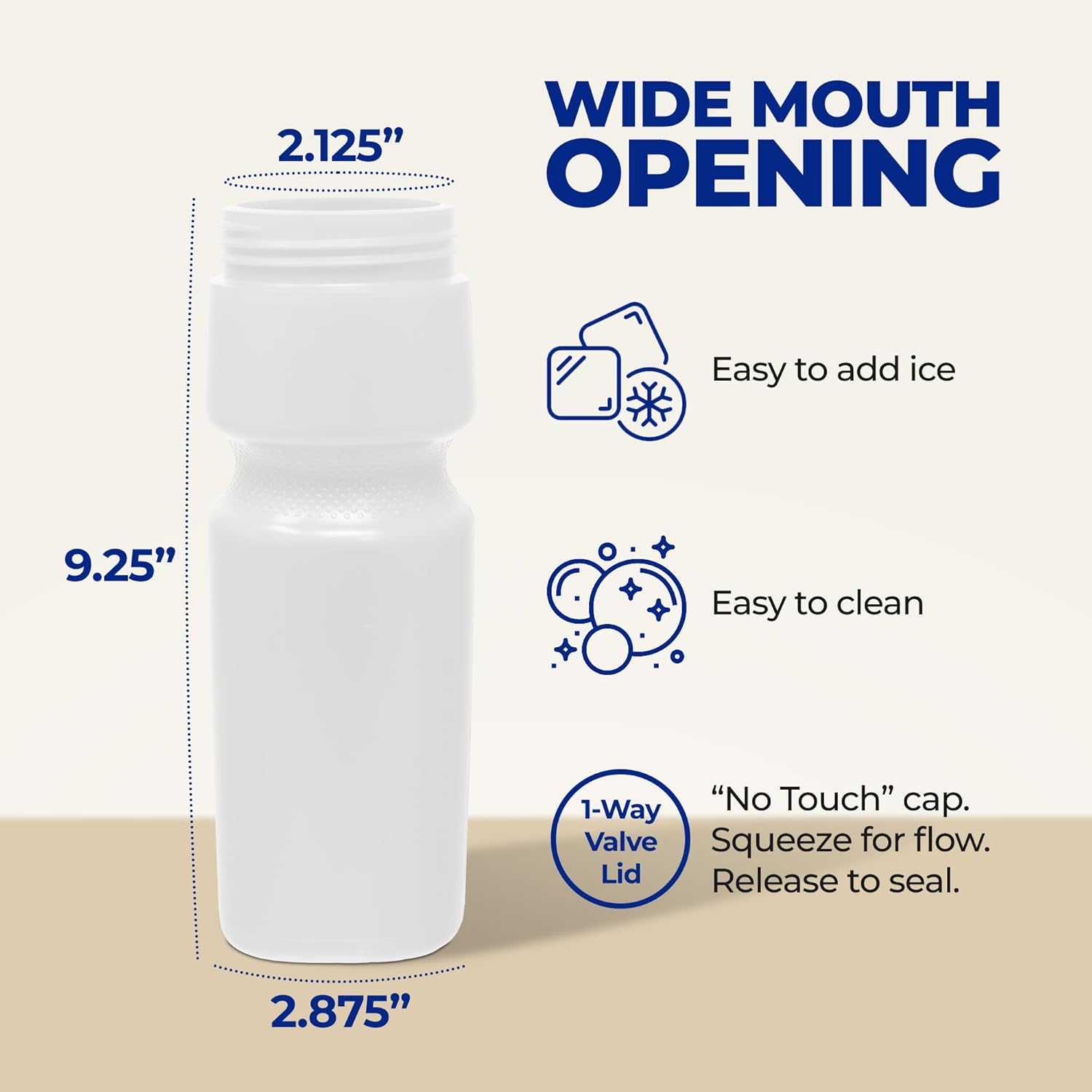 Rolling Sands USA Made 24 oz Sports Squeeze Water Bottles, 3 Pack, BPA-Free, Easy Drink One Way Flow Valve, Fits Most Bike Cages, Dishwasher Safe, Durable, Reusable and Lightweight, Clear Frost - Image 6