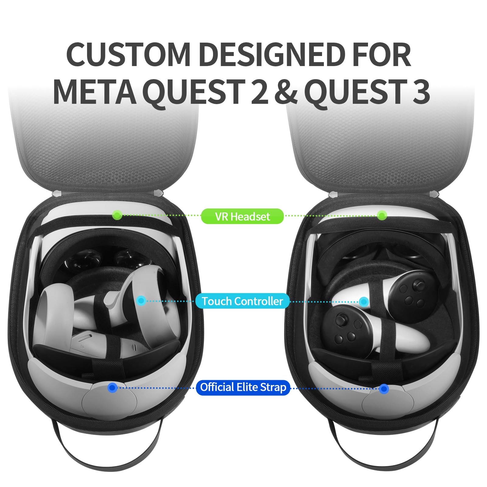Meta Quest 2 VRヘッドセット ケース&ヘッドストラップ付き