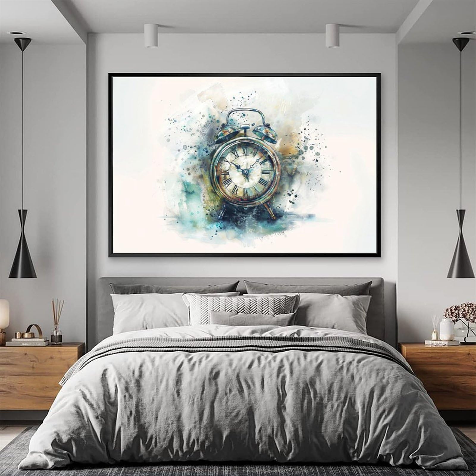 Amazon.co.jp: 絵画 レトロな時計の水彩画 アートパネル ポスター