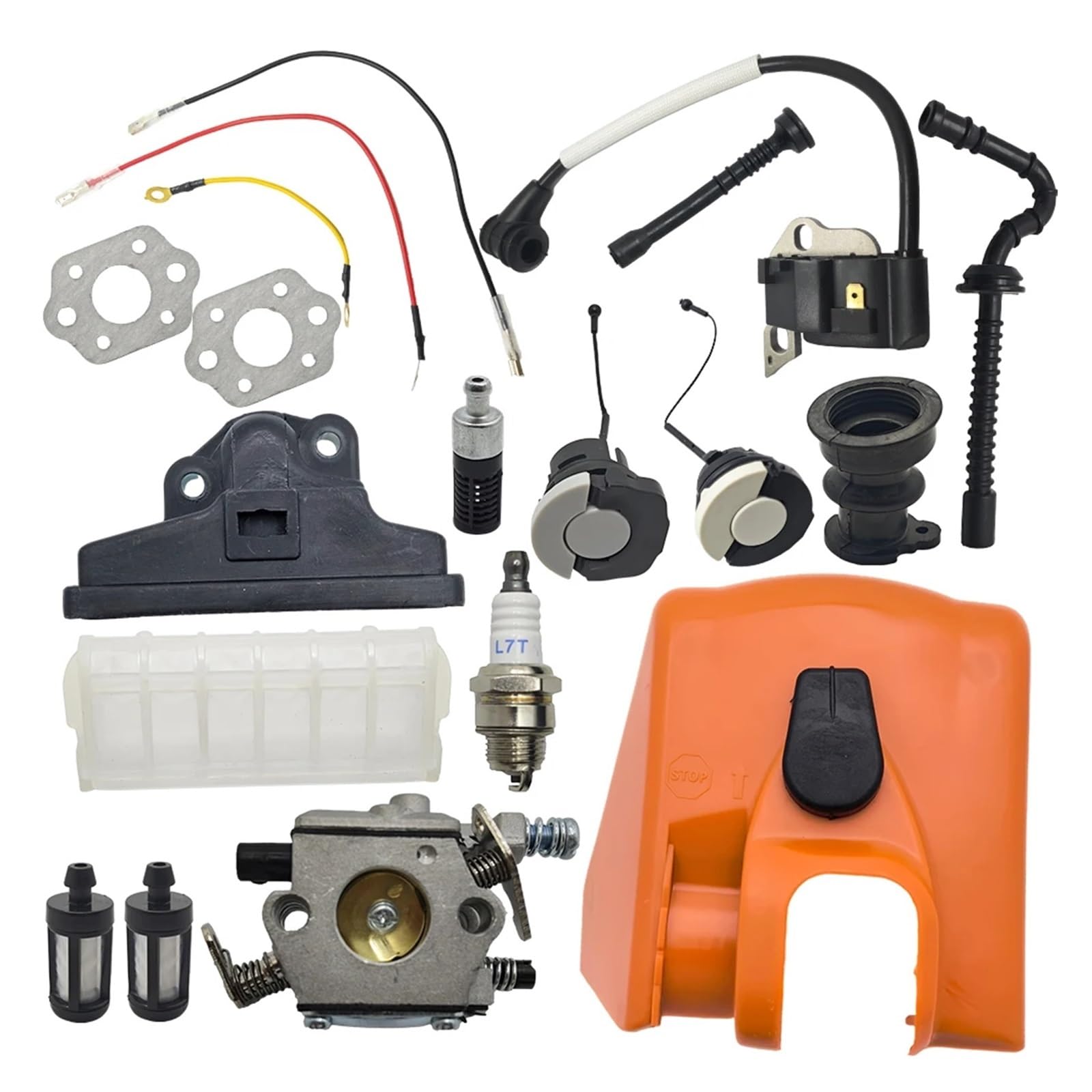 Accesorios Base de Cubierta con Kit de carburador de Bobina de Encendido Apto for Motosierra MS250 MS230 MS210 11231401902 1123 358 7701 Fu Tapa de Aceite