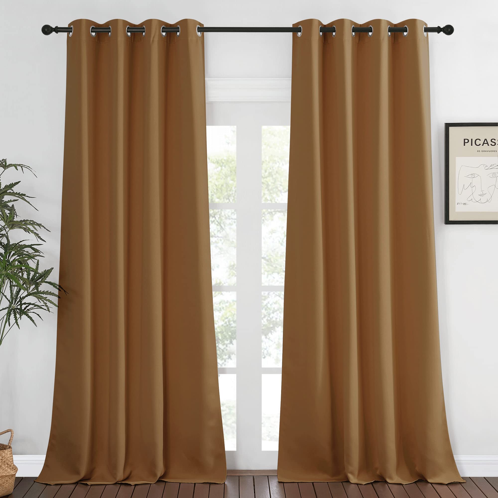 NICETOWN Bedroom Curtain Room Darkening Drapery 102 inches Length - Home Fashion Thermal Insulated Grommet Room Darkening Curtain for Living Room (
