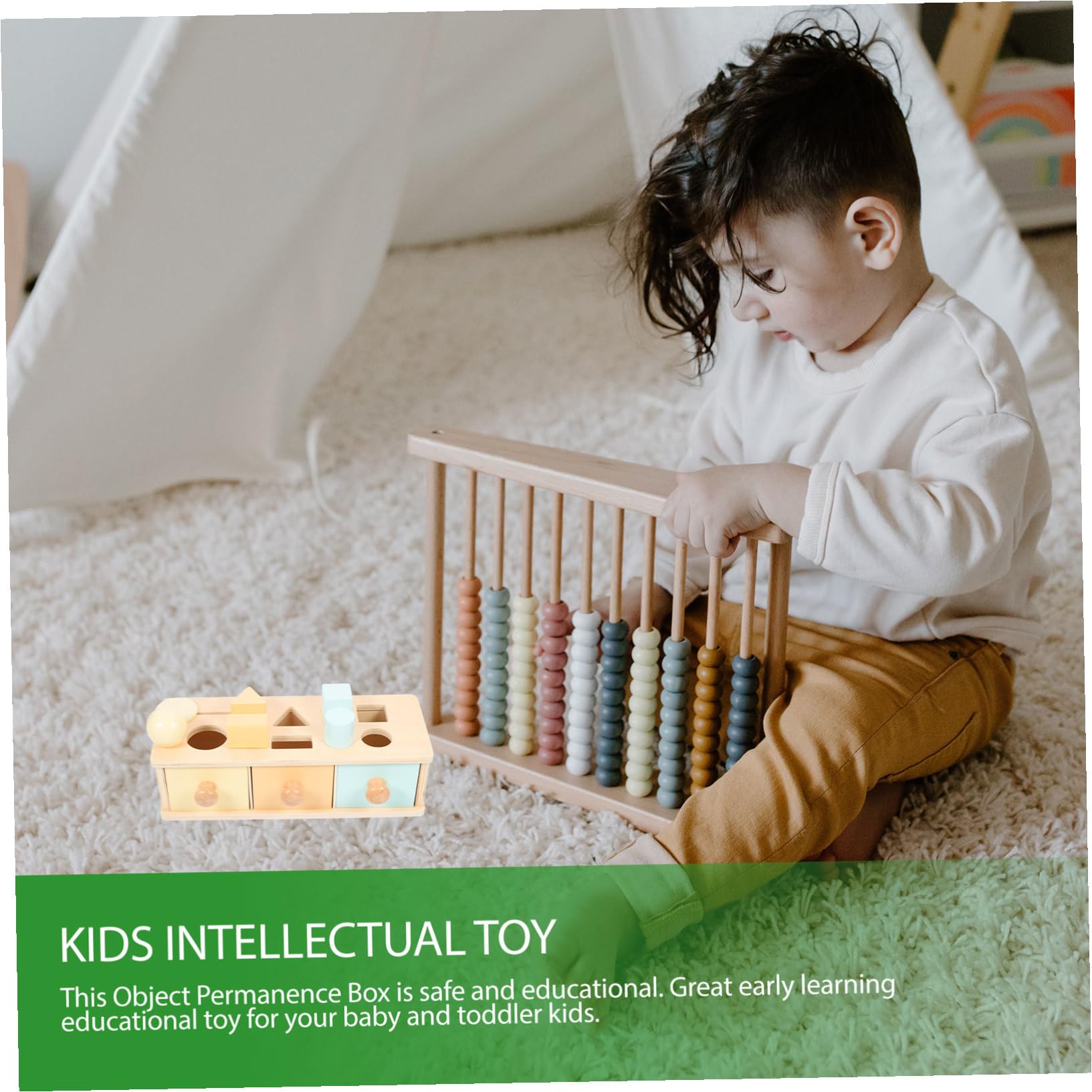 Caja Montessori de Madera Educativa para Juguete Intelectual Multifuncional con Desarrollo de Motricidad Fina y Reconocimiento de Colores para Bebés y Preescolares Regalo para