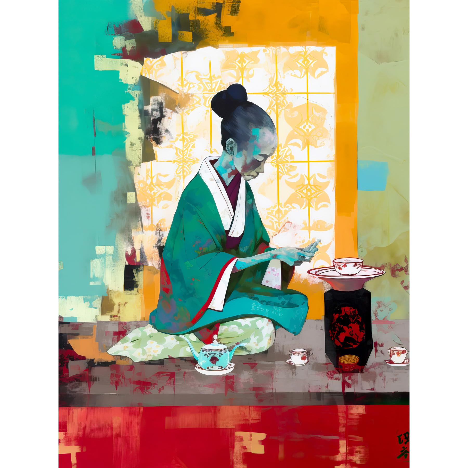 Artery8 Traditional Japanese Tea Ceremony Scene Large Wall Art Poster Print Thick Paper 18X24 Inch