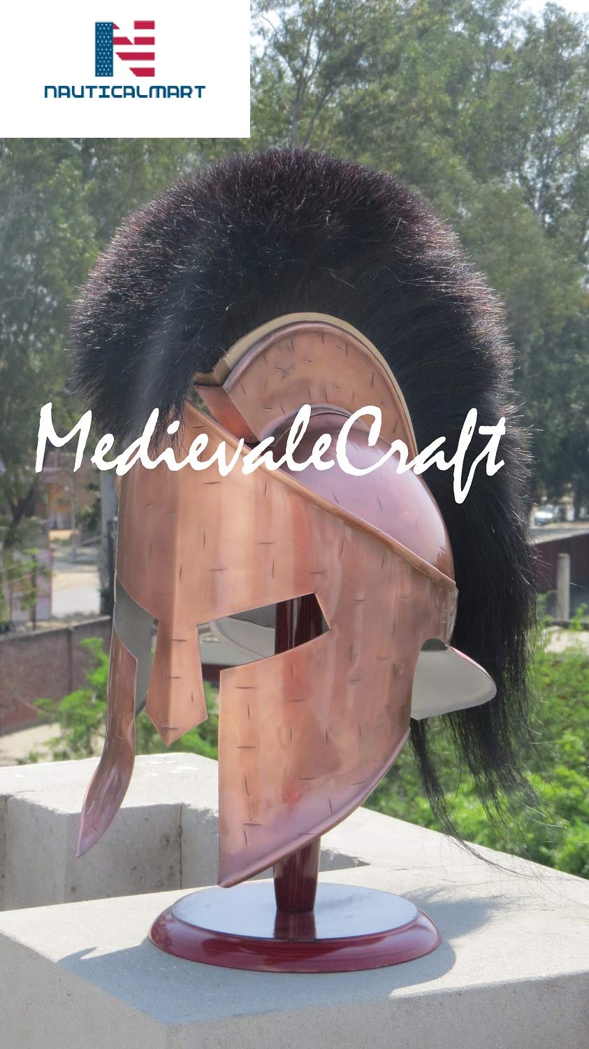 Medieval 300 Spartan Helmet with Black Plume Halloween Costume