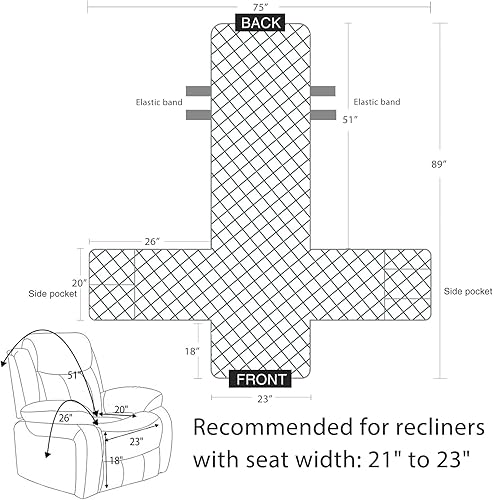 Miniatura 6 de Fundas de terciopelo reclinables antideslizantes e impermeables para sillas reclinables grandes para sillas de cuero, funda reversible para sofá