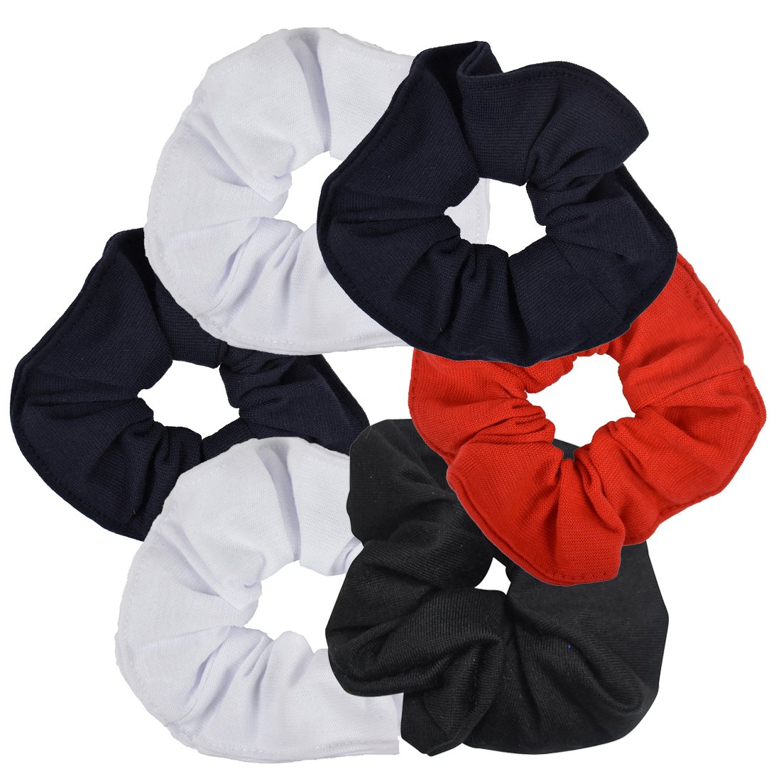 6 Pack Large Solid Scrunchies Hair Elastics-Classic Colors