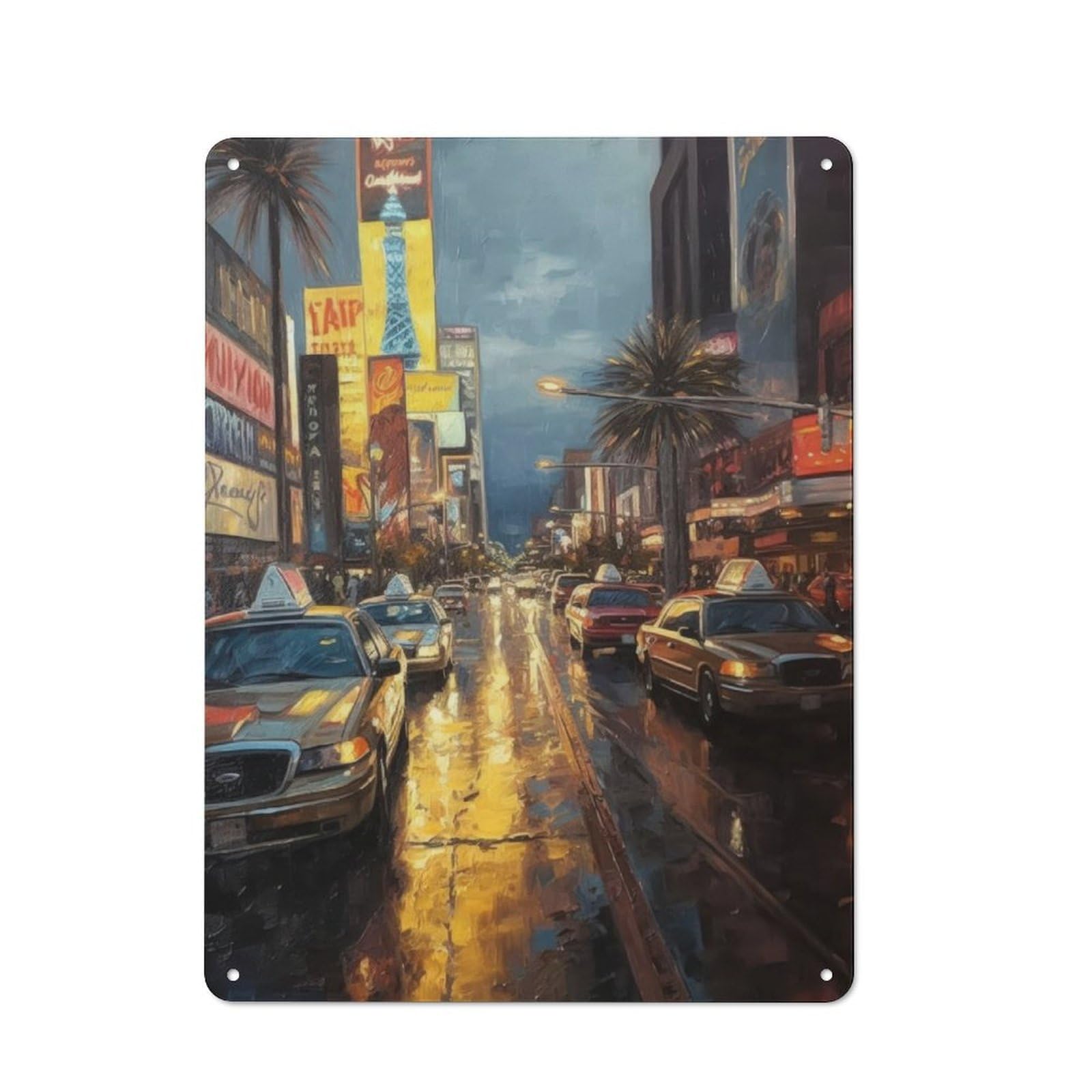 Junmoney Sin City Las Vegas Usa Industrial-Style Metal Plaque 40X30cm For Hallway Wall, A Winter Wall Decor Update For Hallway Decor Lovers