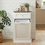 YOURLITE Tilt Out Trash Can Cabinet, Freestanding Kitchen Trash Can Cabinet with Hideaway Drawer, Double Garbage Bin Storage for Kitchen, 10 Gallon, White