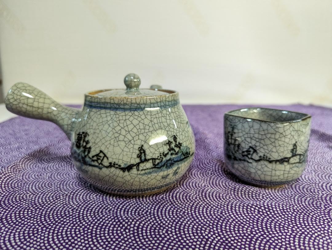 作家物みちのく長瀞末家焼ひろ窯急須と茶こぼしとマグカップ(未 作家物