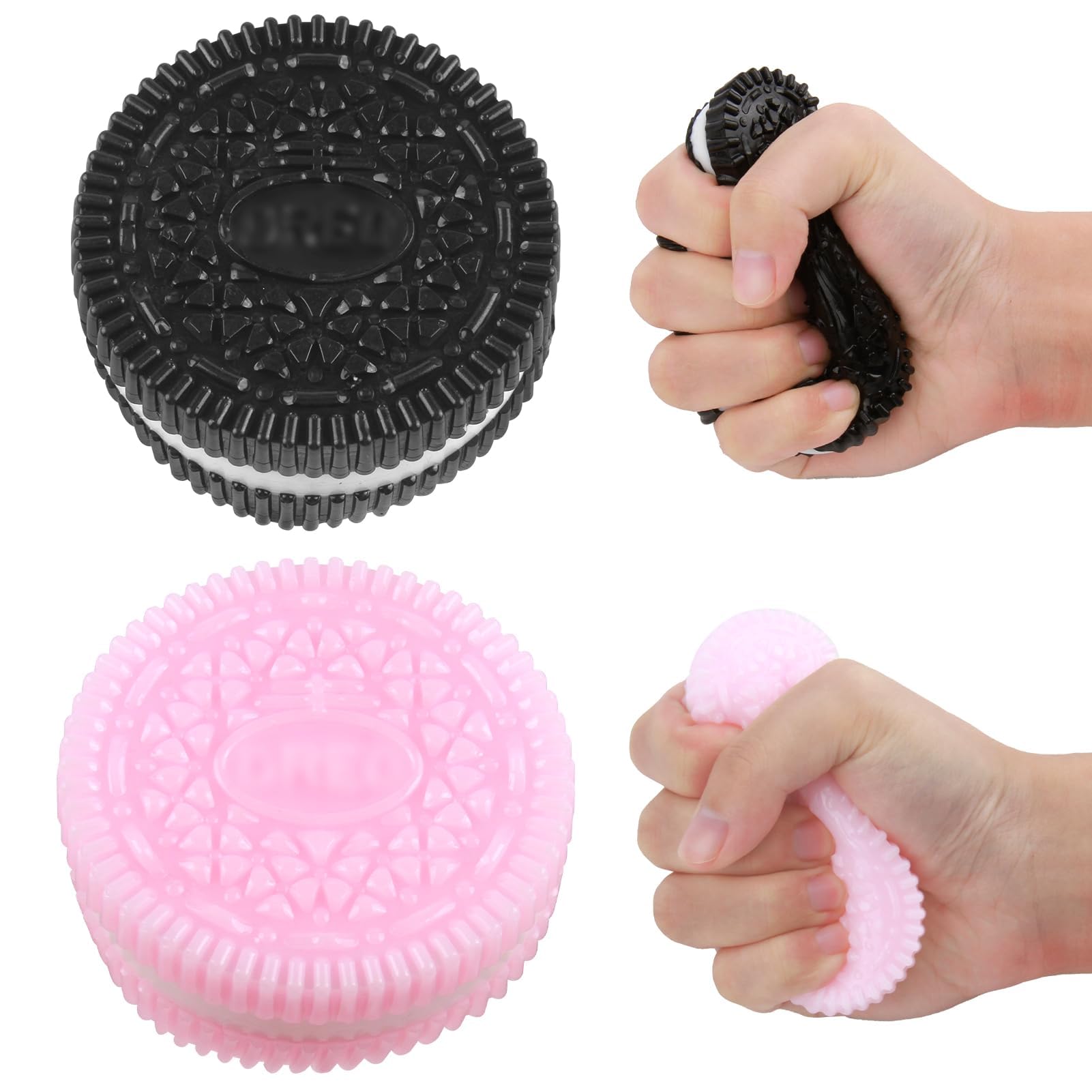 2 Stück Squishy Oreo-Spielzeug – Anti-Stress Knautschspielzeug, TPR-Material, 6,5 X 6,5 X 2,5 Cm