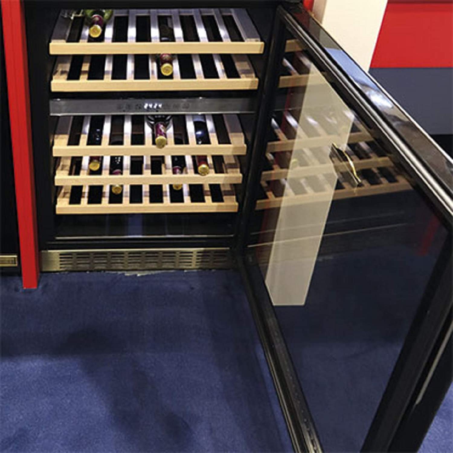 Kaiser K 64750 AD Retro Weinkühlschrank 145 l 46 Weinflachen 2 Klimazonen Freistehend/Unterbau Getränkekühlschrank,5 herausziehbare Holzregale