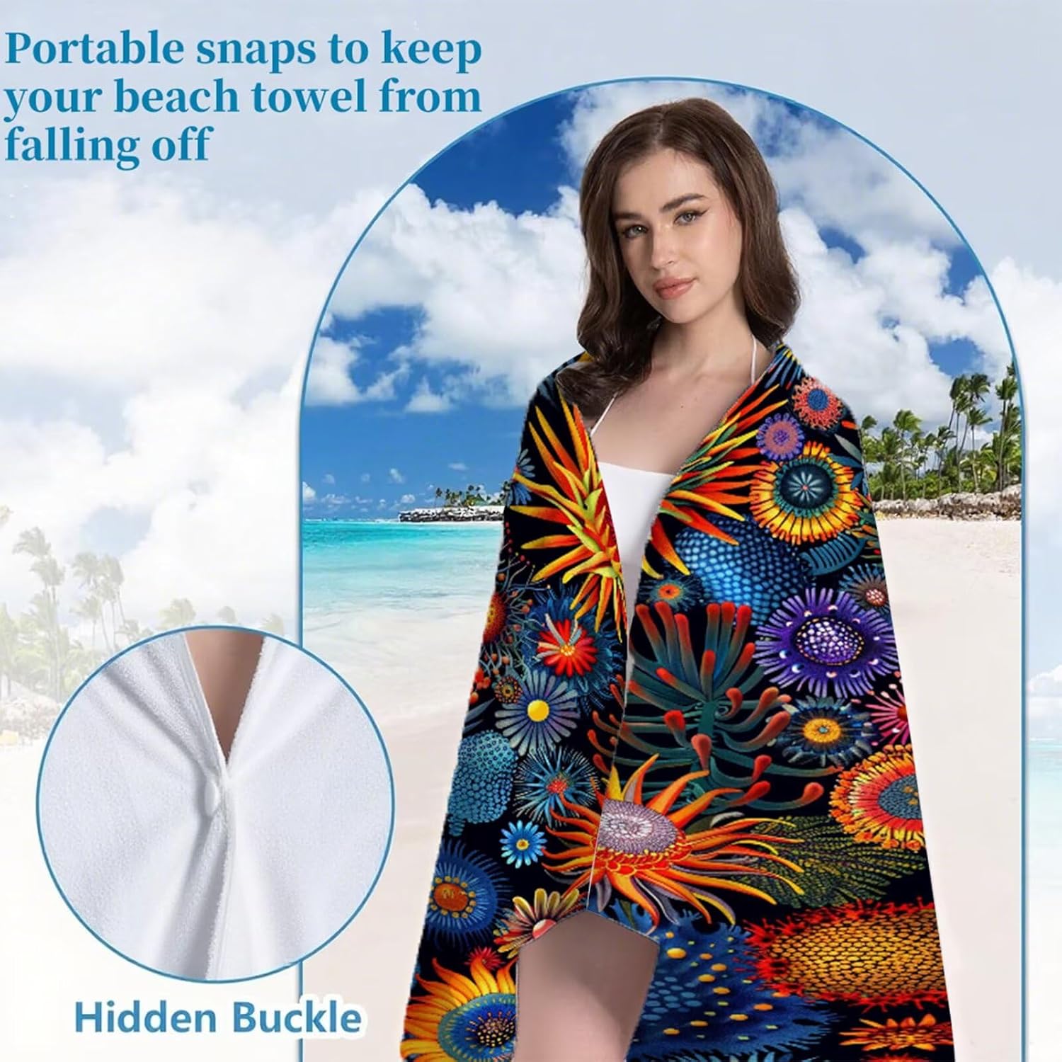 Beach Towel 100x180cm Bath Towels, Quick Dry Microfiber Towel, Sand Free, Super Absorbent, Lightweight, Compact Design, Towels for Bathroom Travel, Pool, Gym, Camping, Beach Vacation Essentials A2-465