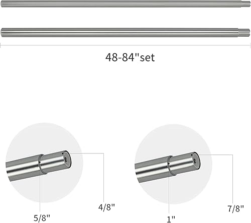 Miniatura 2 de Barra de cortina doble de 1 pulgada con remates de trompeta, Nicke de arena, 48-84 pulgadas