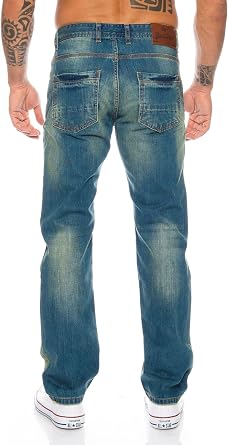 Rock Creek Men's Jeans Trousers Denim Stretch Regular Fit Jeans Stonewashed W29–W44
