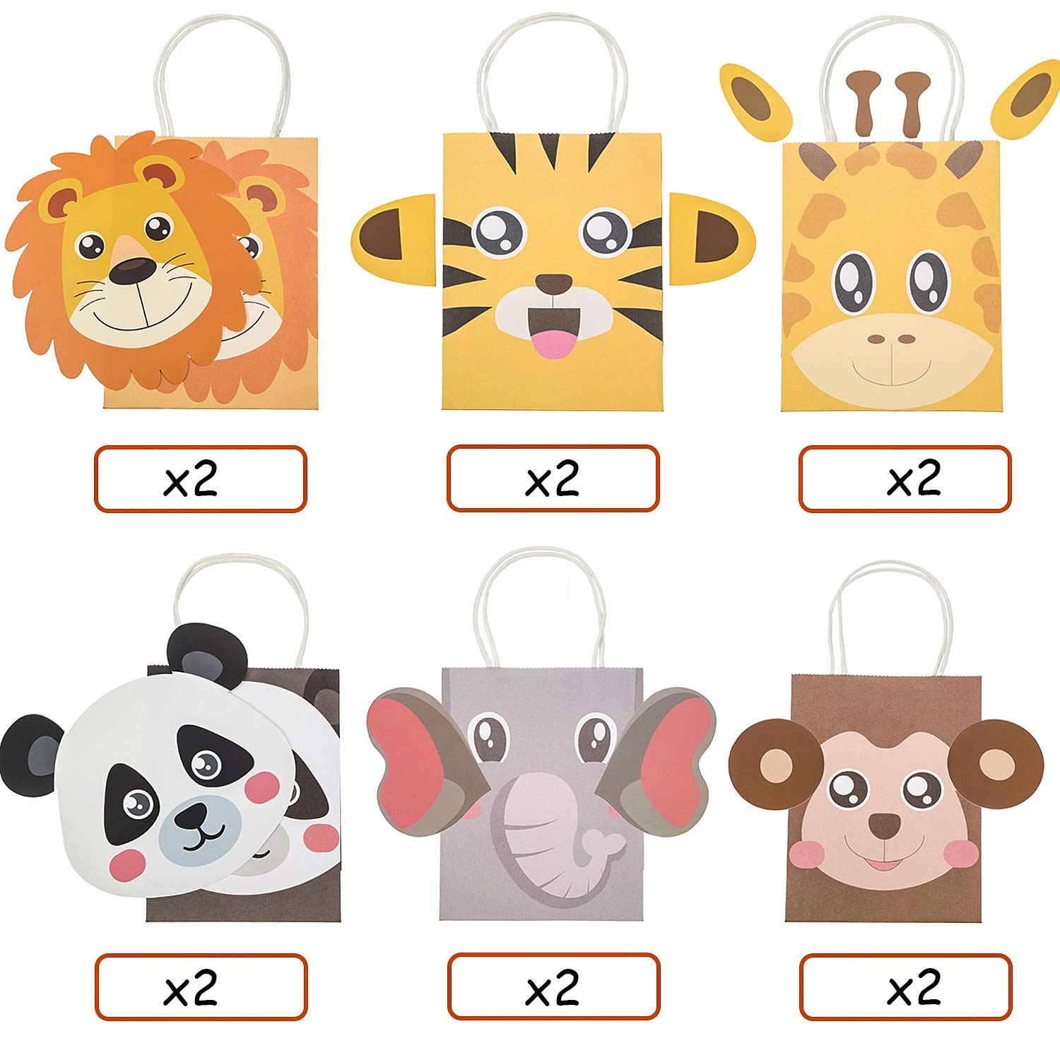 Outus Jungle Safari Party Favor Bags Zoo Animals Birthday Treat Goody