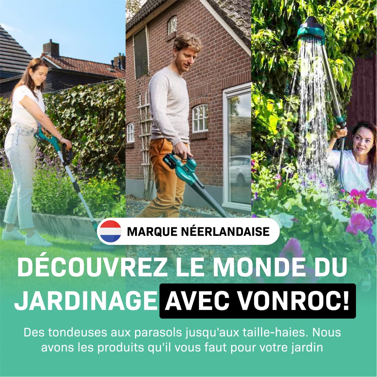 VONROC Scarificateur - Aérateur - 1500W - largeur de coupe 36 cm - 5 réglages : 4 réglages de profondeur de coupe (12/9/6/3 mm) + 1 mode transport (+10mm) - bac de ramassage 45L inclus