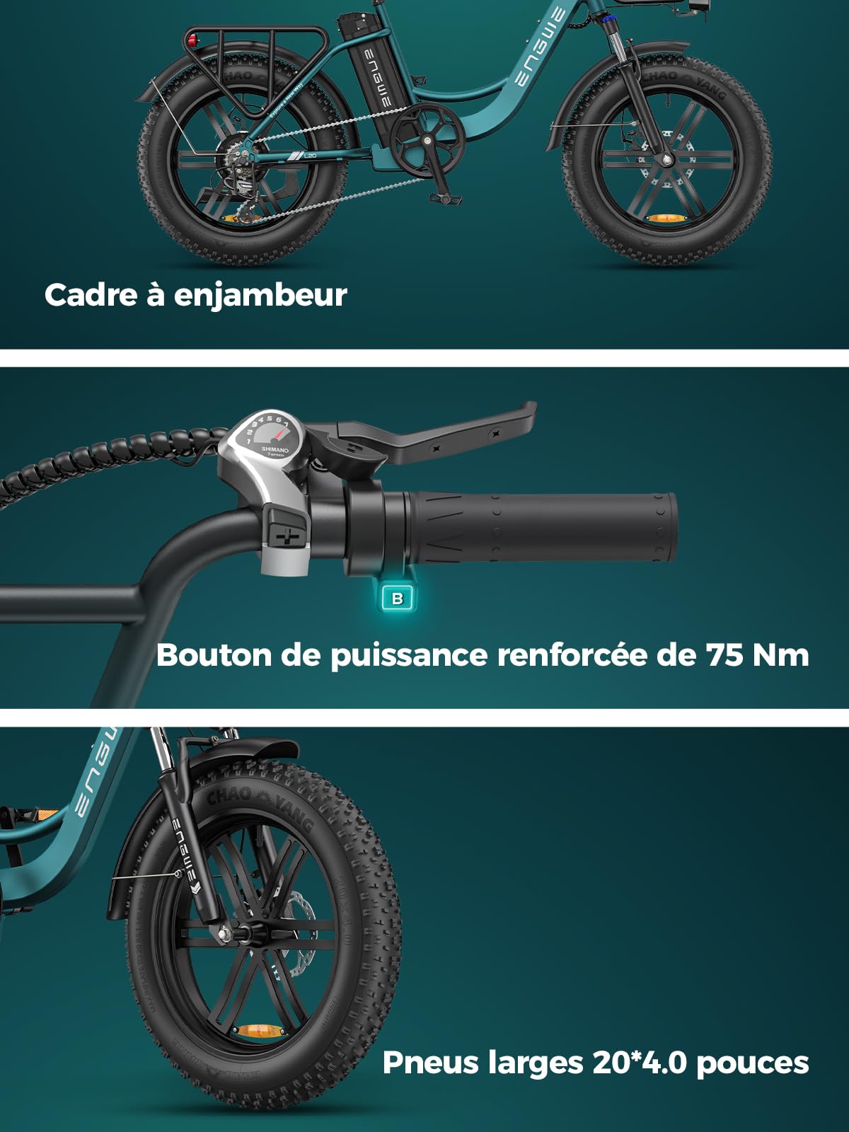 ENGWE Velo Electrique Homme 20 Pouces-vélo électrique 48V 13Ah Batterie, VTT Electrique Adulte Homme 7 Vitesses avec écran LCD, 25km/h avec Moteur 250w, autonomie jusqu'à 120km L20/L20 Boost