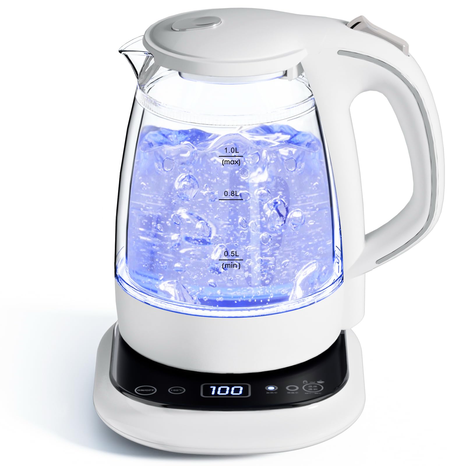 Amazon.co.jp: ハゴオギ (HAGOOGI) 電気ケトル 温度調節 ガラス 1.0L