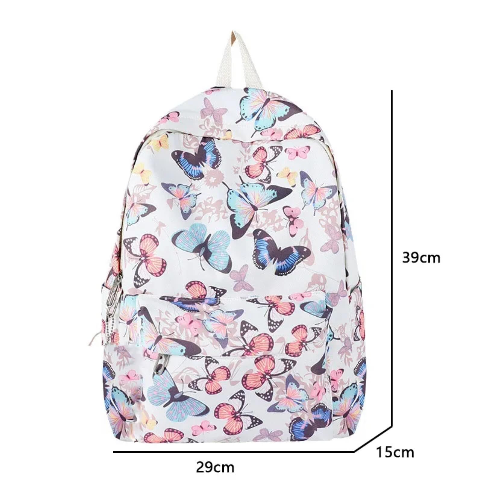 plecak modny wzór motyl kobiety studenci szkolny Book Storage And Travel Organizer -niebieski