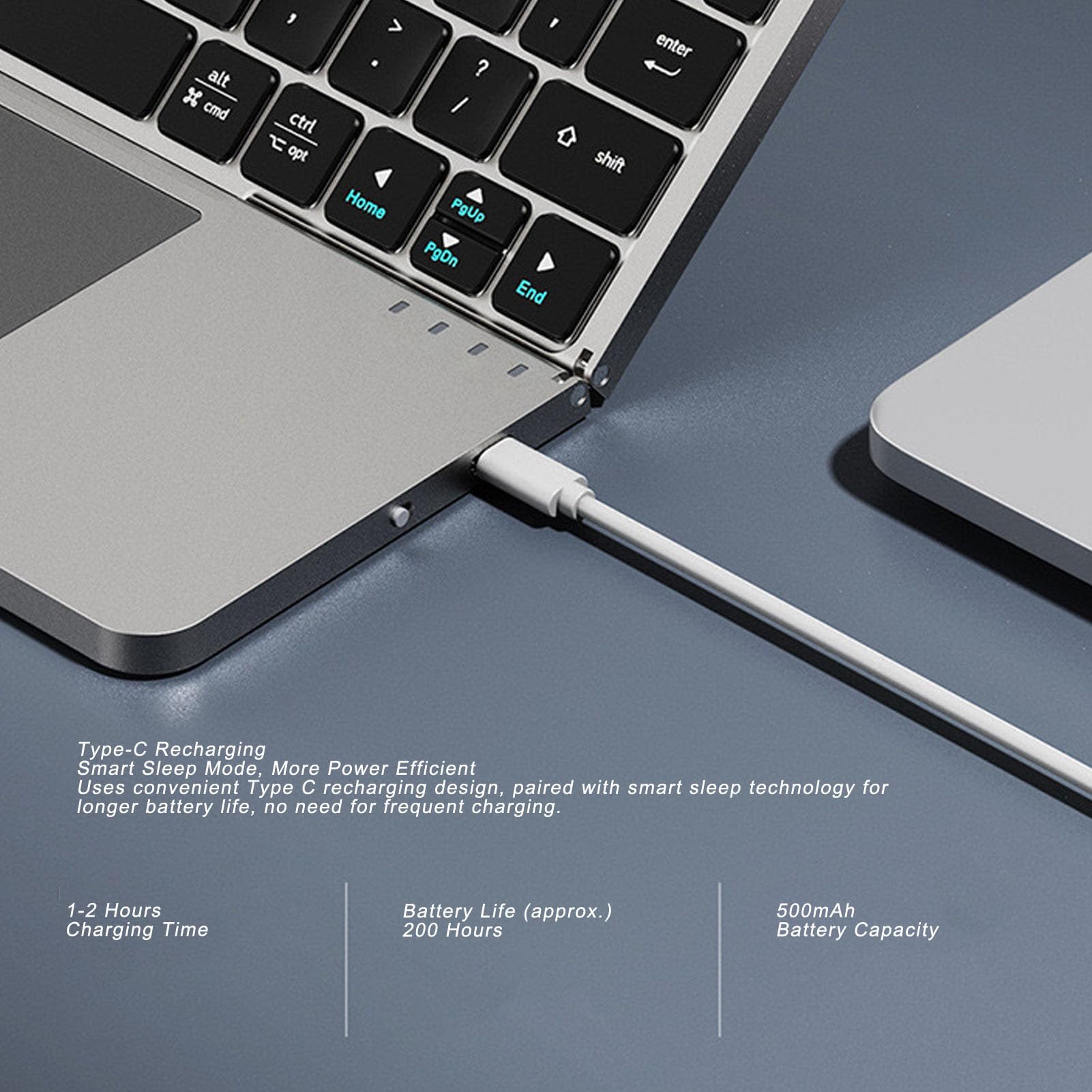 Tastiera Bluetooth con Touchpad, Tastiera Pieghevole Portatile con Touchpad Integrato, Collega 3 Dispositivi, per Tablet, Telefono, Laptop (GRAY)