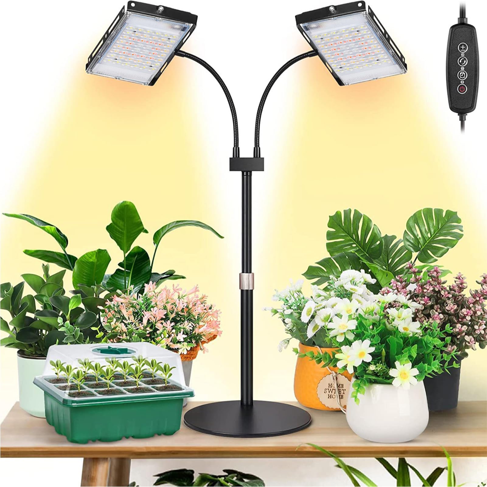 Fabater Luz de Cultivo LED 48W, Espectro Completo con Soporte Ajustable